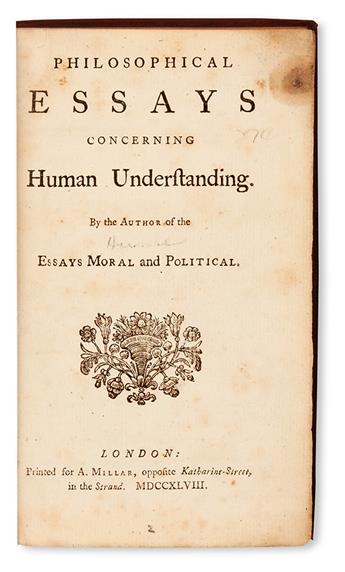 HUME, DAVID.  Philosophical Essays concerning Human Understanding.  1748